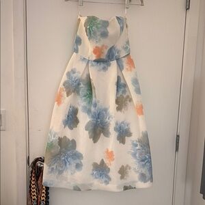 Calvin Klein Blue and Orange Strapless Sundress